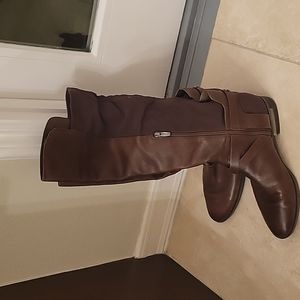 Tall Brown Vince Camuto riding Leather Boots.  Stretch back  comfort.  VGood C